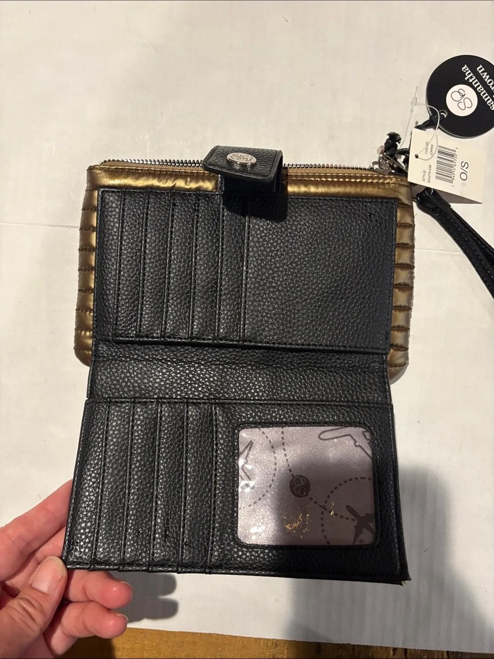 Samantha Brown Metallic Gold Quilted Wristlet